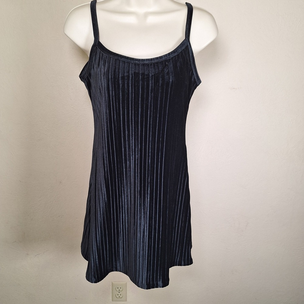 American Eagle Crushed Velvet Pleated Pintuck Mini A Line Dress Adjustable Small